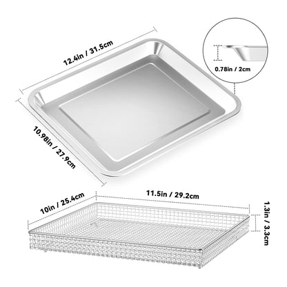 2 Pack Stainless Steel Air Fryer Basket & Tray