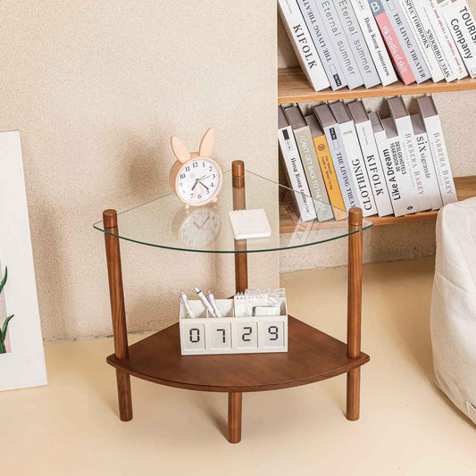 Stylish 2-Tier Glass Top Side Table