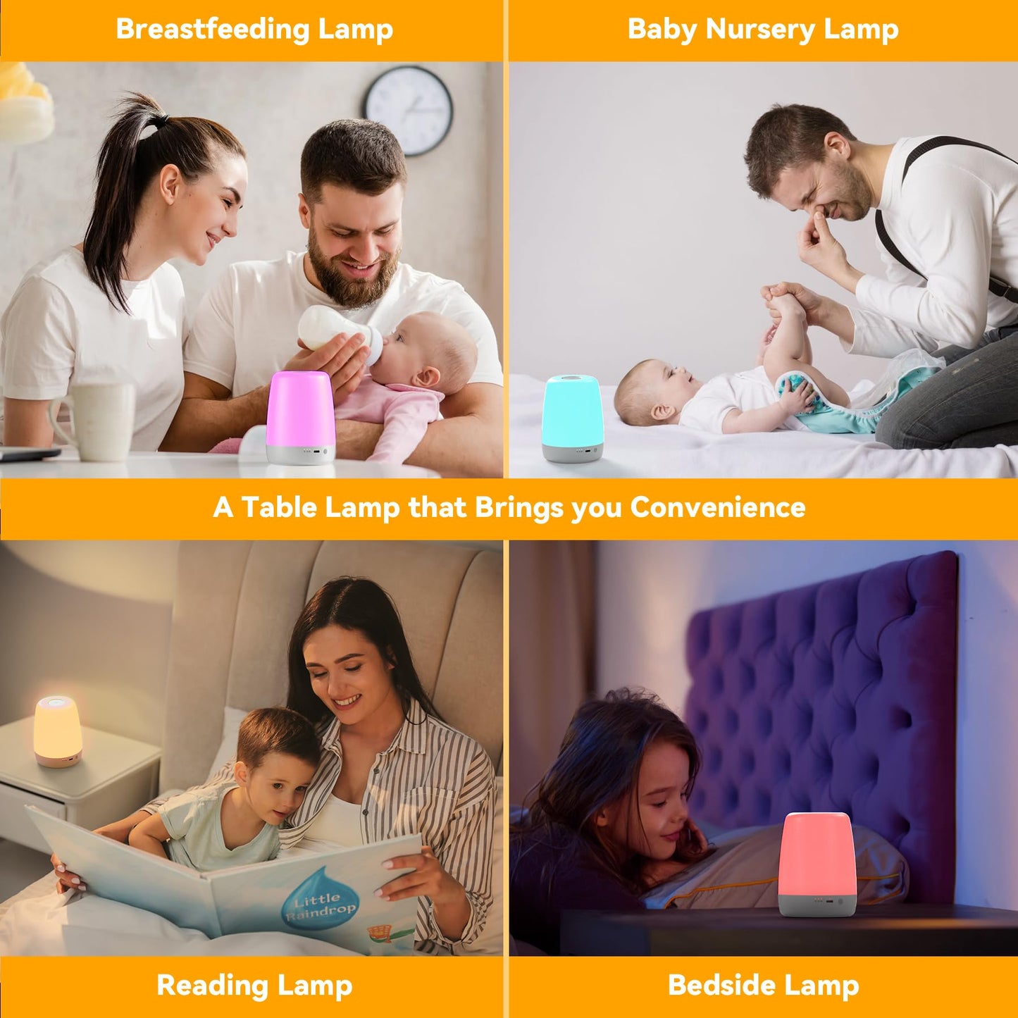 winshine Kids Night Light, 3 Way Dimmable Touch Night Light for Kids, 7 Colors Changing RGBW Rechargeable Portable Baby Night Light Lamp
