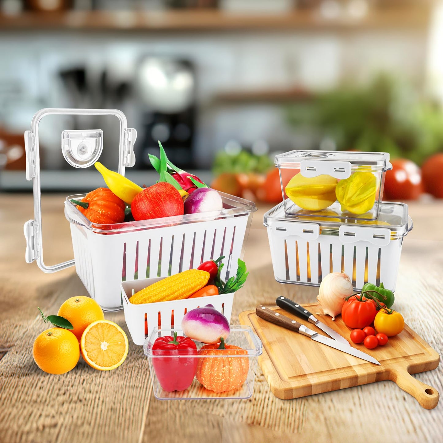 Fruit Storage Containers with Removable Colander 3 Pack