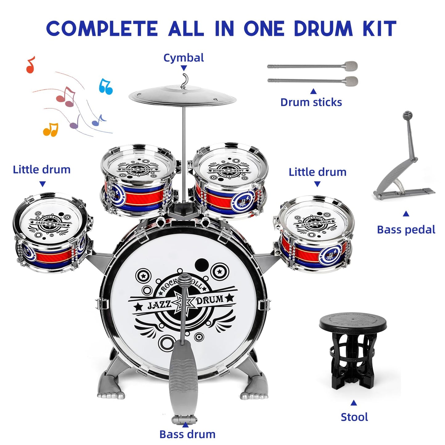 Toddler Drum Kit 5-Piece Musical Instruments Set