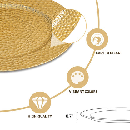 MAONAME Gold Charger Plates, Set of 6, 13" Round Charger Plates, Decorative Chargers for Dinner Plates, Plastic Plate Chargers for Dinner Plates