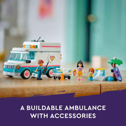 LEGO Friends Heartlake City Hospital Ambulance Set with 3 Characters, Gift Idea for Kids, Girls and Boys Ages 6 Years and Up, Social-Emotional Toy, Medical Emergency Vehicle, Toy Ambulance, 42613