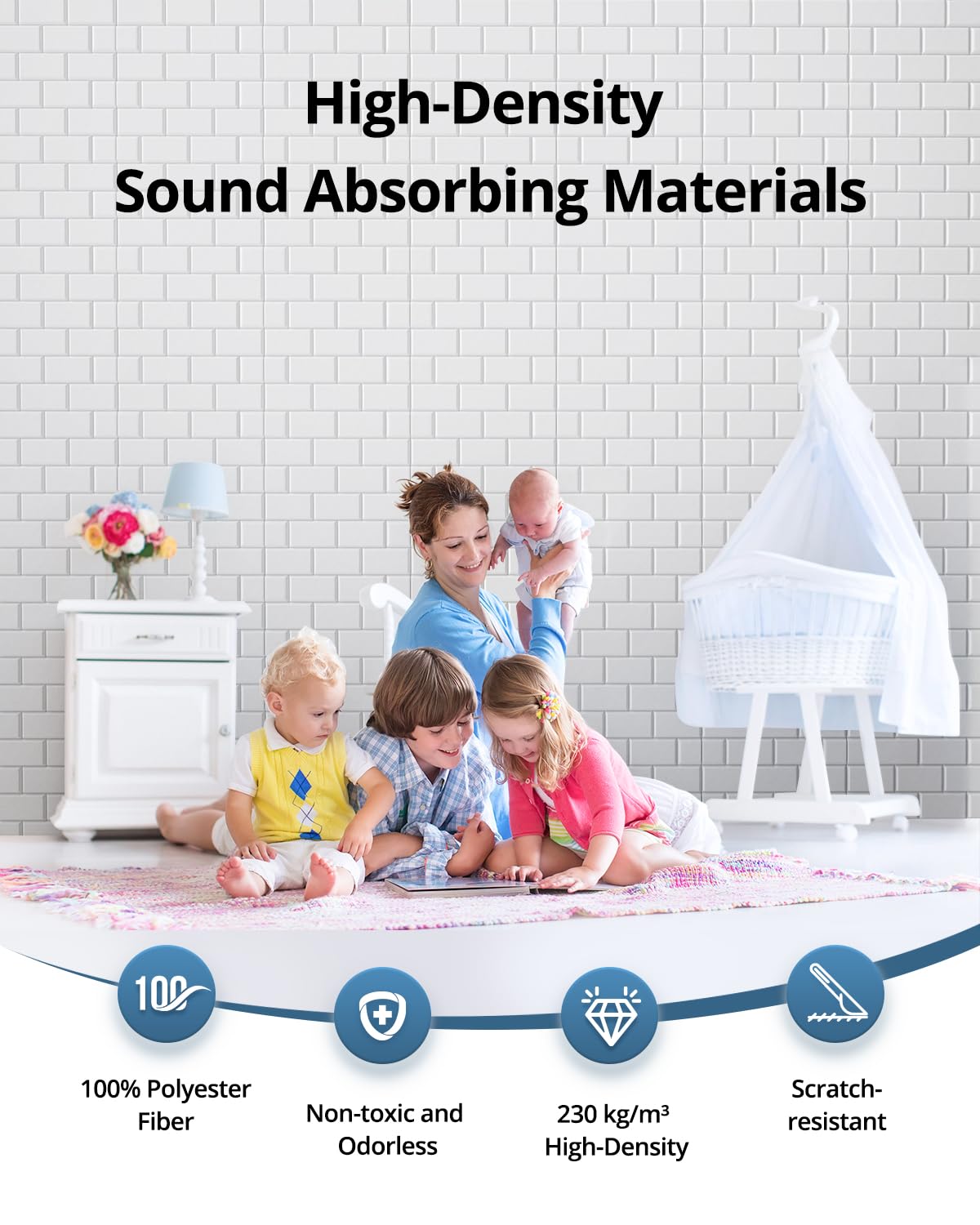 Soundproof Acoustic Foam Panels, 18 Pack, White