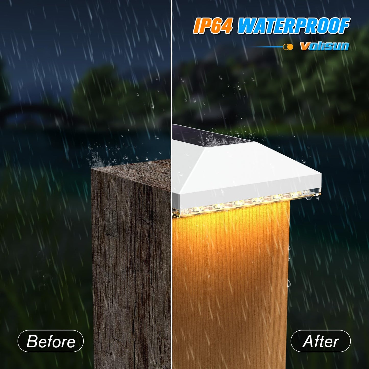 VOLISUN Solar Fence Post Lights - 12 Pack