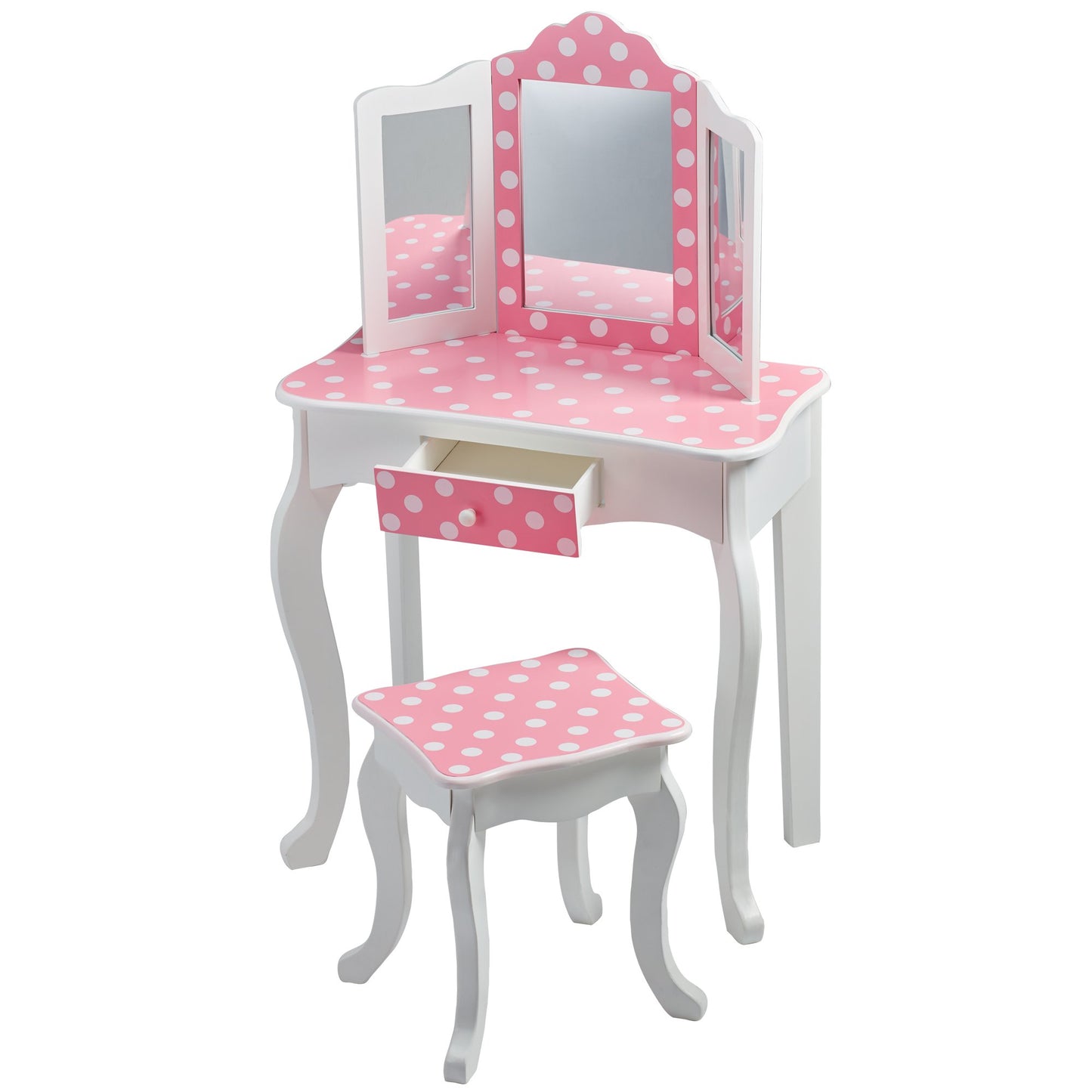 Teamson Kids Wooden Play Vanity Set with Stool