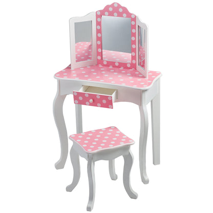 Teamson Kids Wooden Play Vanity Set with Stool