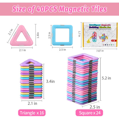 Magnetic Tiles Building Set for Kids 3-8 Years