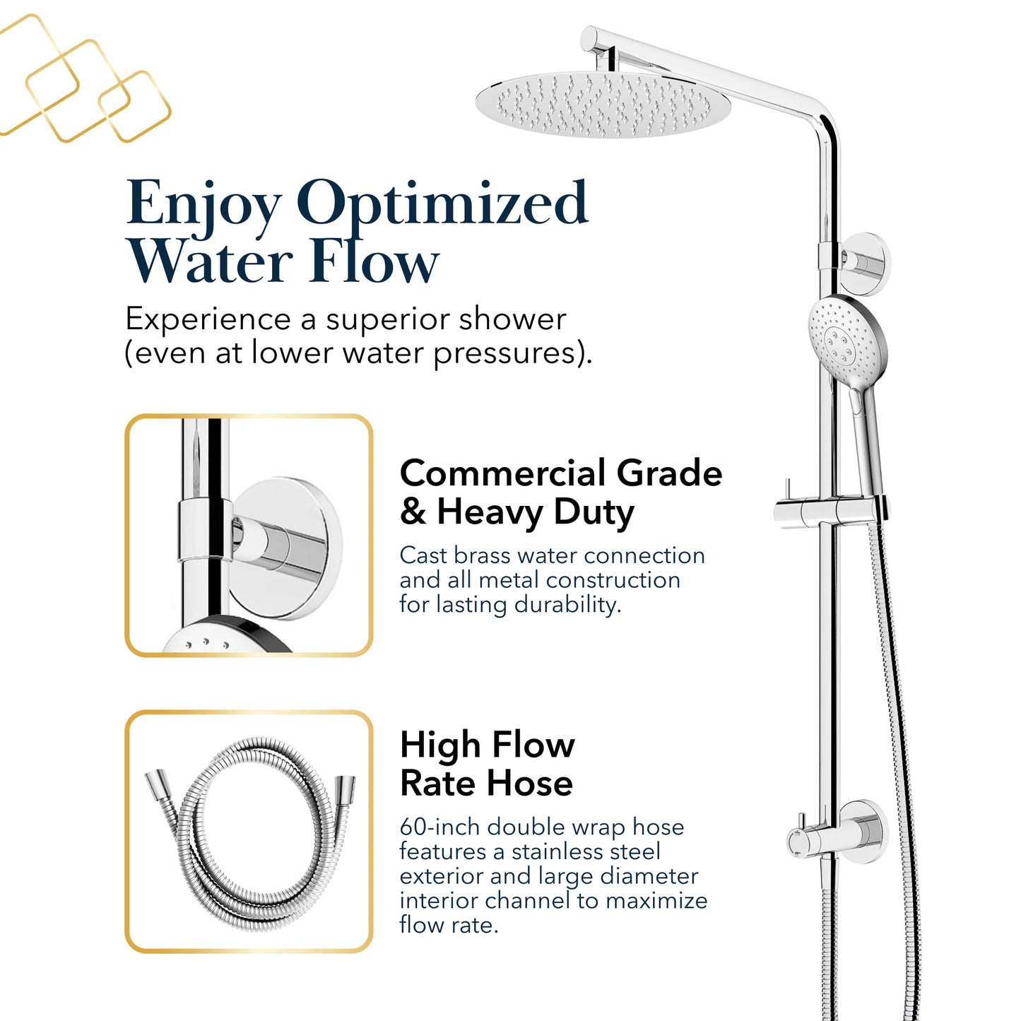 Rain Shower Head & Handheld Spray Combo, Gold