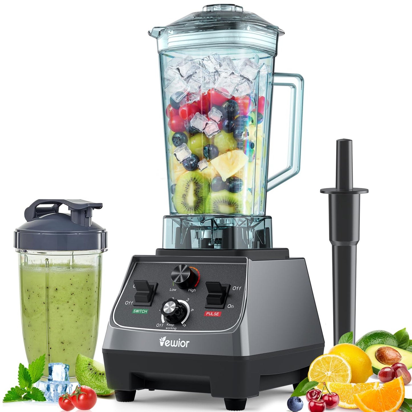 VEWIOR 2200W Professional Smoothie Blender with Cups