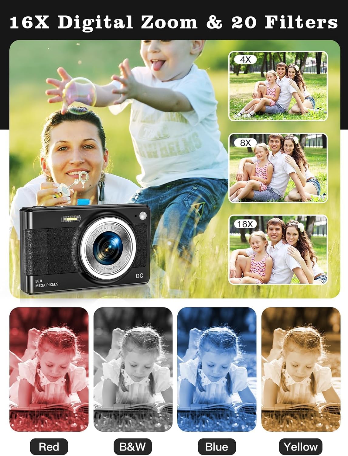 56MP FHD Kids Digital Camera with Zoom