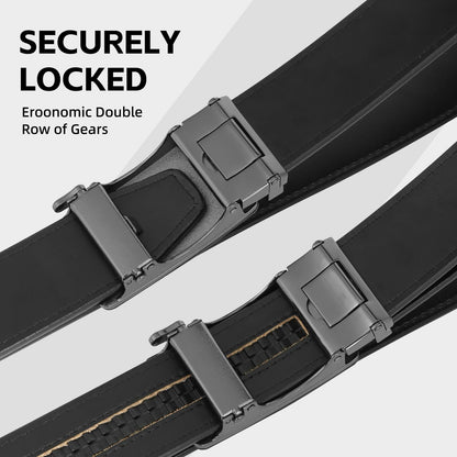 West Leathers Men's Ratchet Leather Belts Set - Adjustable, Gift-Ready Dress Belts (Black, 28" to 34" Waist Adjustable)