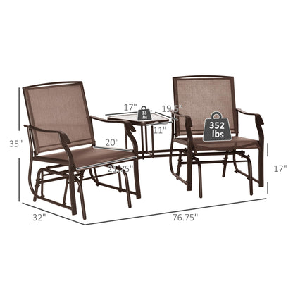 Outsunny Outdoor Glider Chairs with Coffee Table