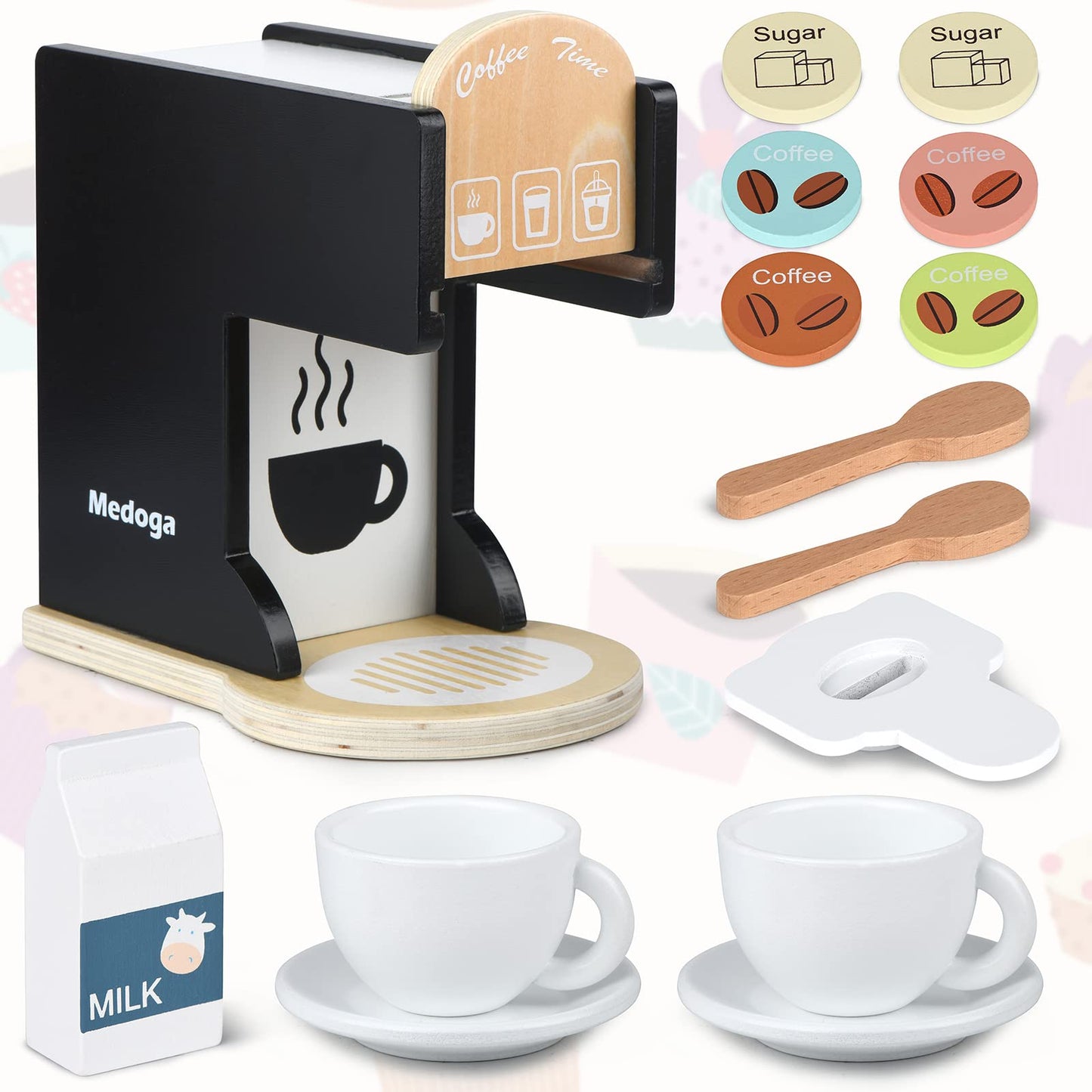Kids Wooden Coffee Maker Toy Espresso Machine