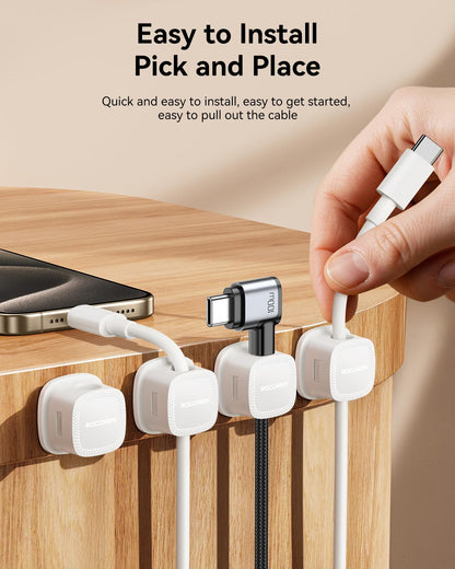 6-Pack Magnetic Cable Clips for Desk Organizer