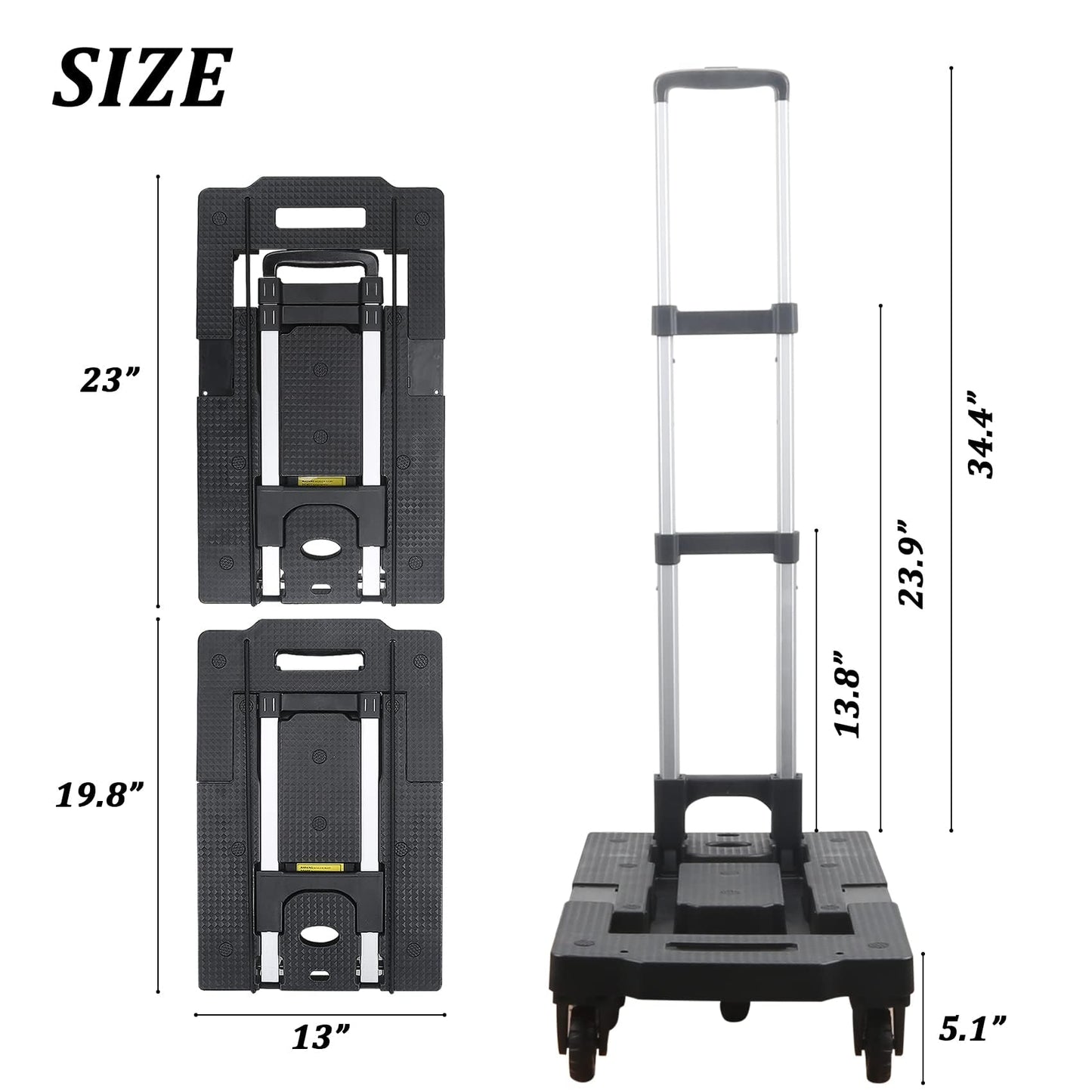 Folding Hand Truck Dolly with Adjustable Handle