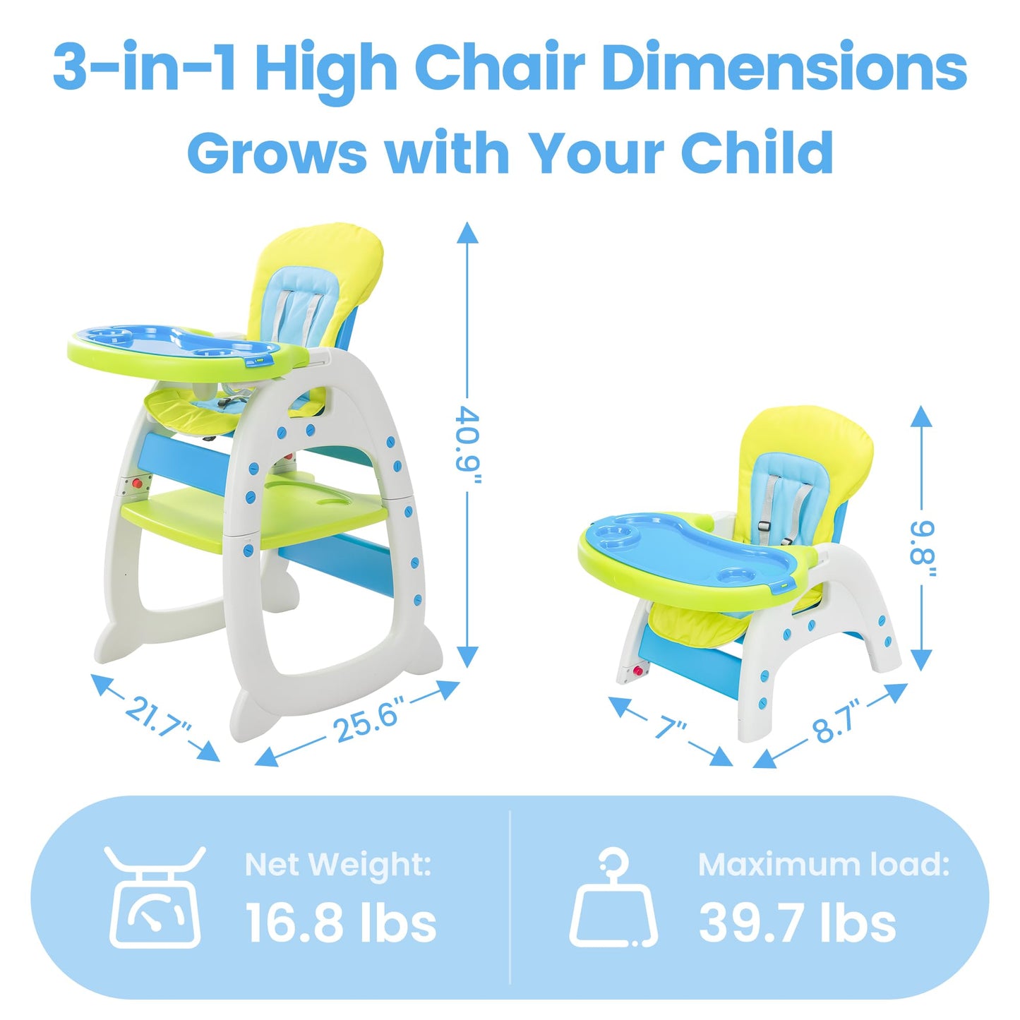 Convertible Baby High Chair with Detachable Tray