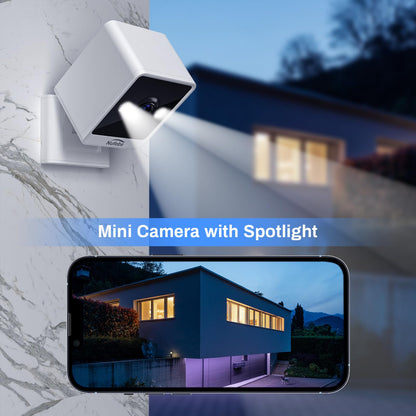 NUFEBS Mini 1080P Security Camera Indoor Compact Plug-in Wired Monitor with 2.4G WiFi Night Vision 2 Way Talk Motion Tracking SD&Cloud Pet Camera for Home Security (White)