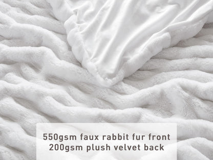 Soft Faux Rabbit Fur Throw Blanket 50"x60"
