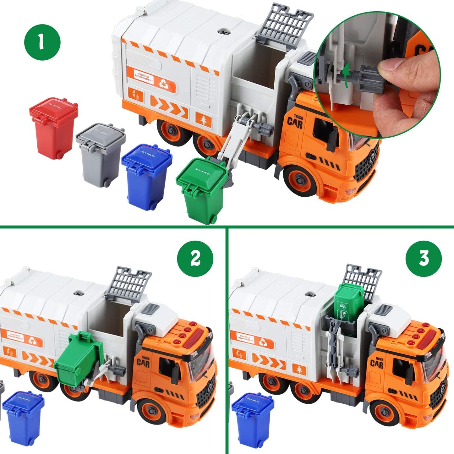 Garbage Truck Toy with Lights and Sounds