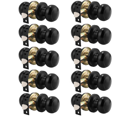 Probrico Round Passage Door Knobs - Black Finish