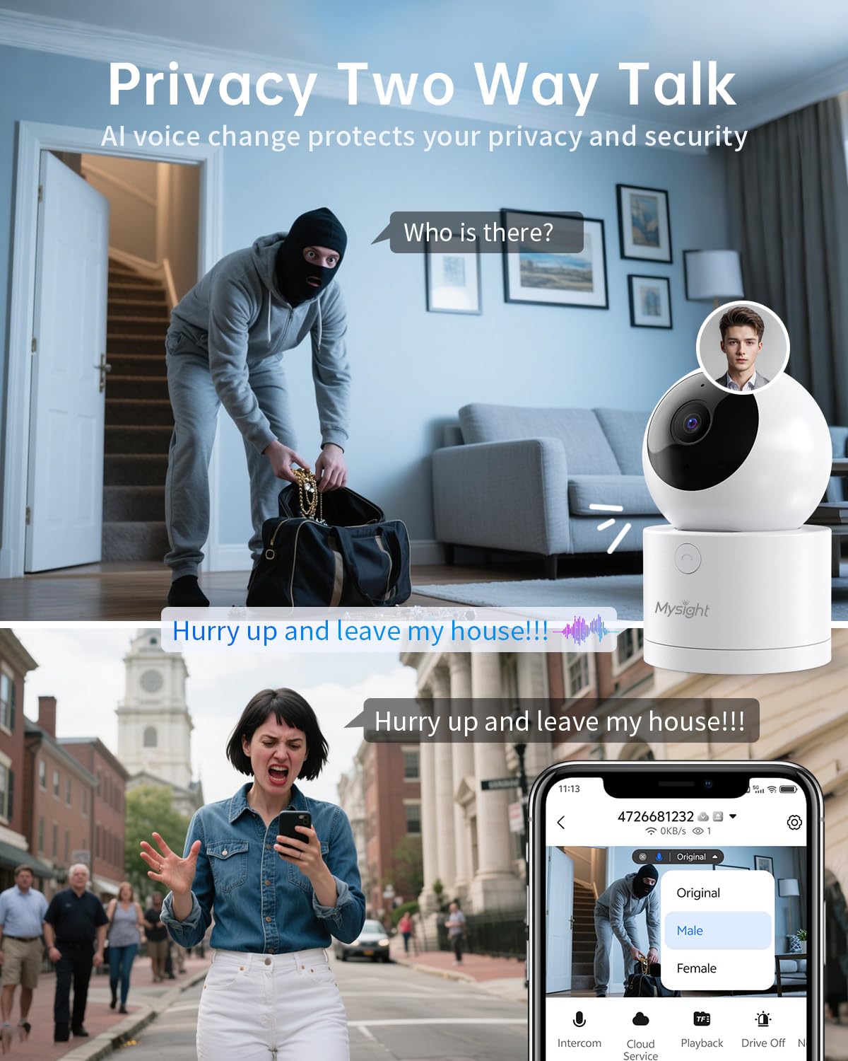 2K Pan/Tilt Security Camera with 2-Way Talk