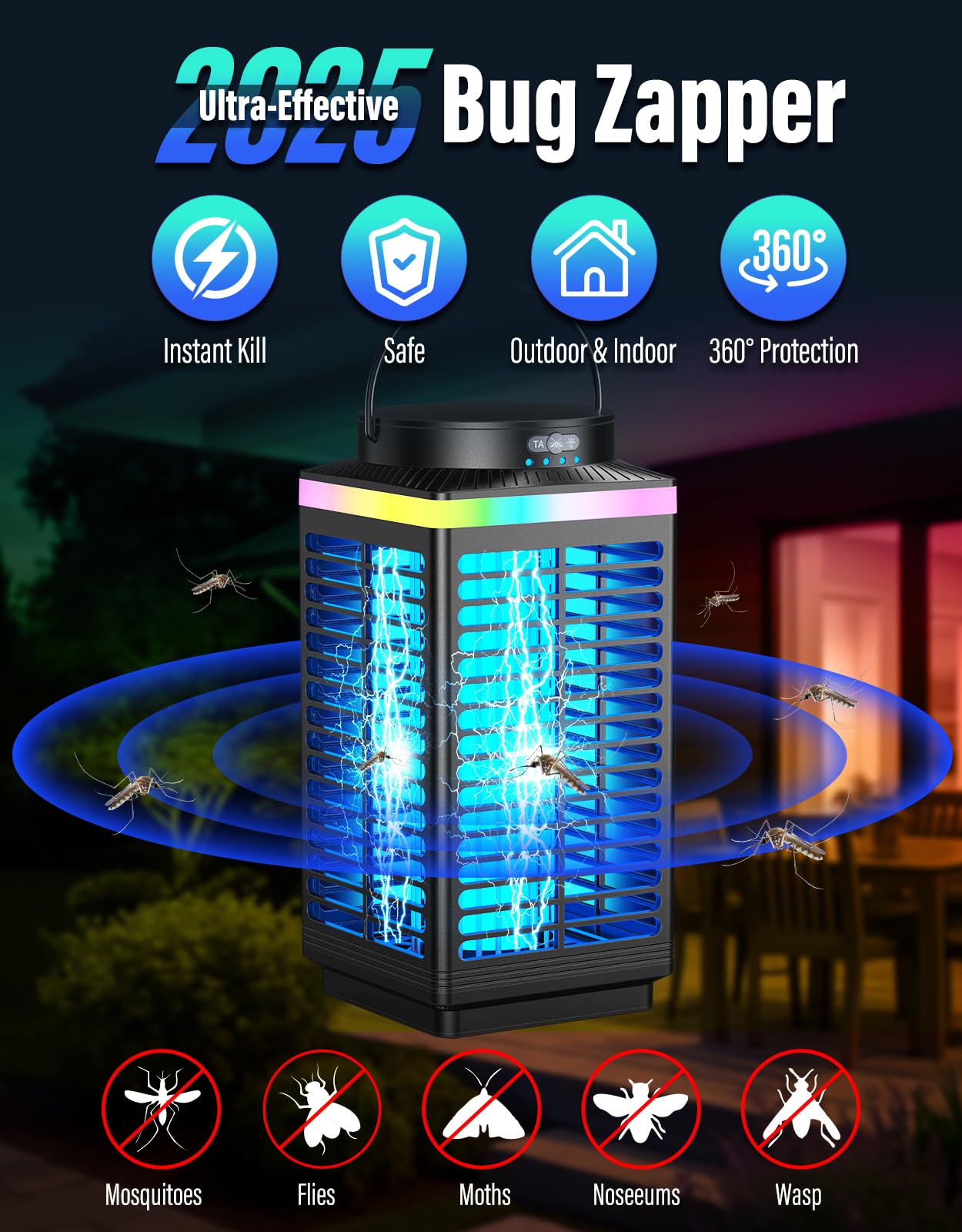 Portable Rechargeable Bug Zapper for Outdoors