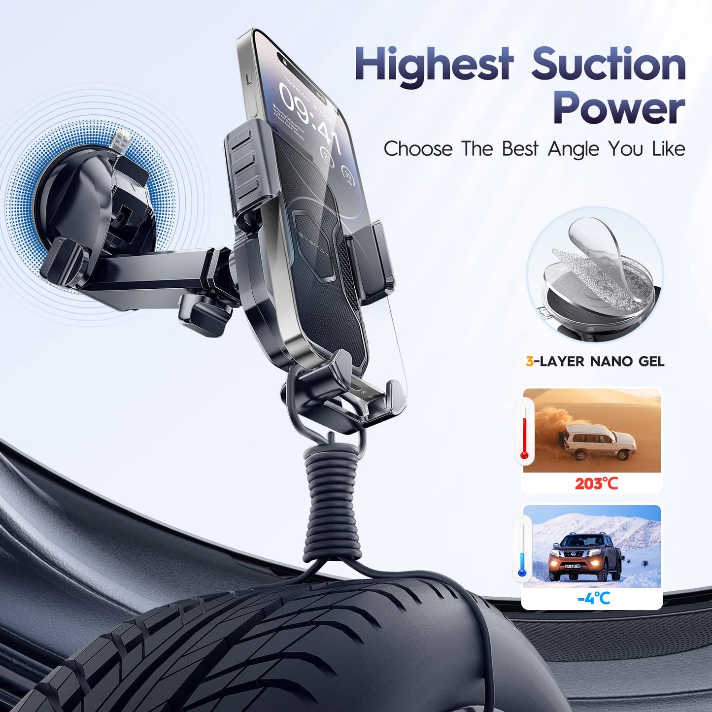 Eyemay Car Phone Holder Mount - [ Bumpy Roads Friendly ] Phone Mount for Car Dashboard Windshield Air Vent 3 in 1, Hand Free Mount for iPhone 14 13 12 Pro Max Samsung All Cell Phones