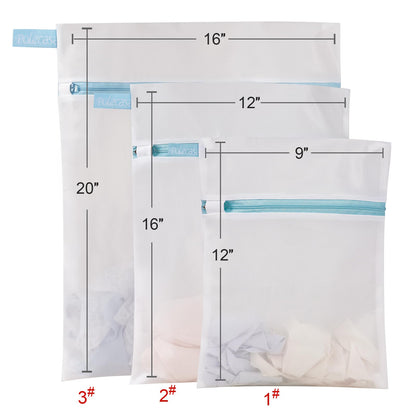 Polecasa Lead-free Premium Soft Fine Mesh Laundry Bags with Sturdy Zipper for Delicates - 3 Pack Durable Laundry Wash Bags - Protect Clothes in Washing Machine - 1 Large, 1 Medium, 1 Small