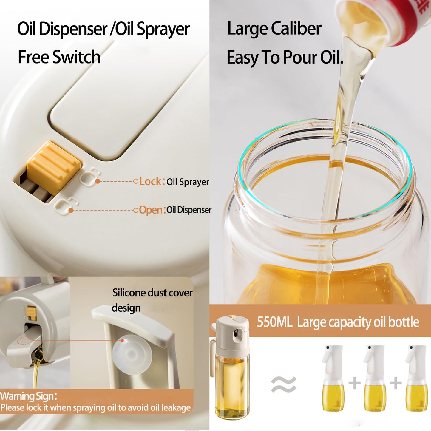 2-in-1 Oil Dispenser and Sprayer Bottle