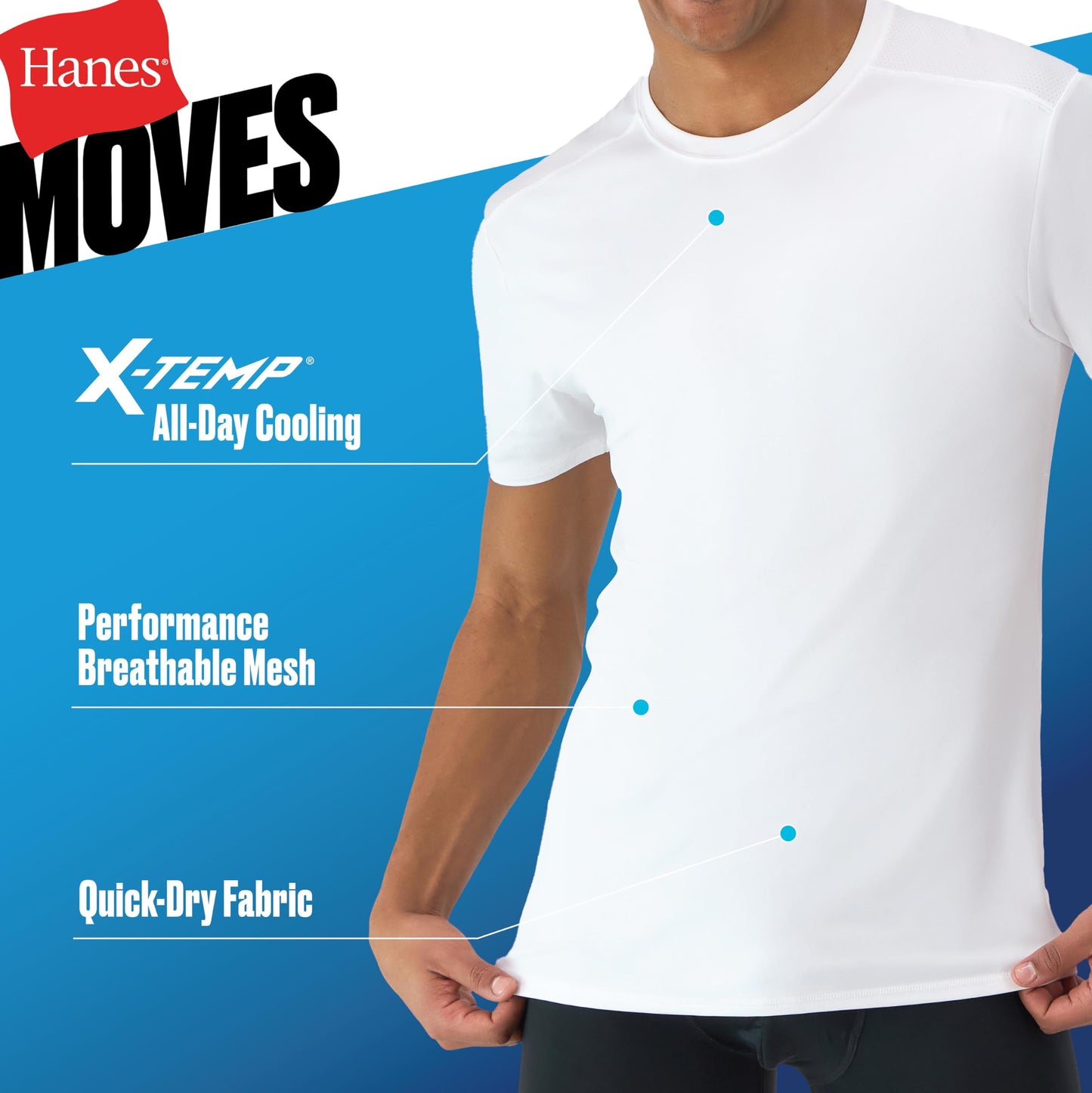 Hanes Men's Moisture-Wicking T-Shirt 3-Pack