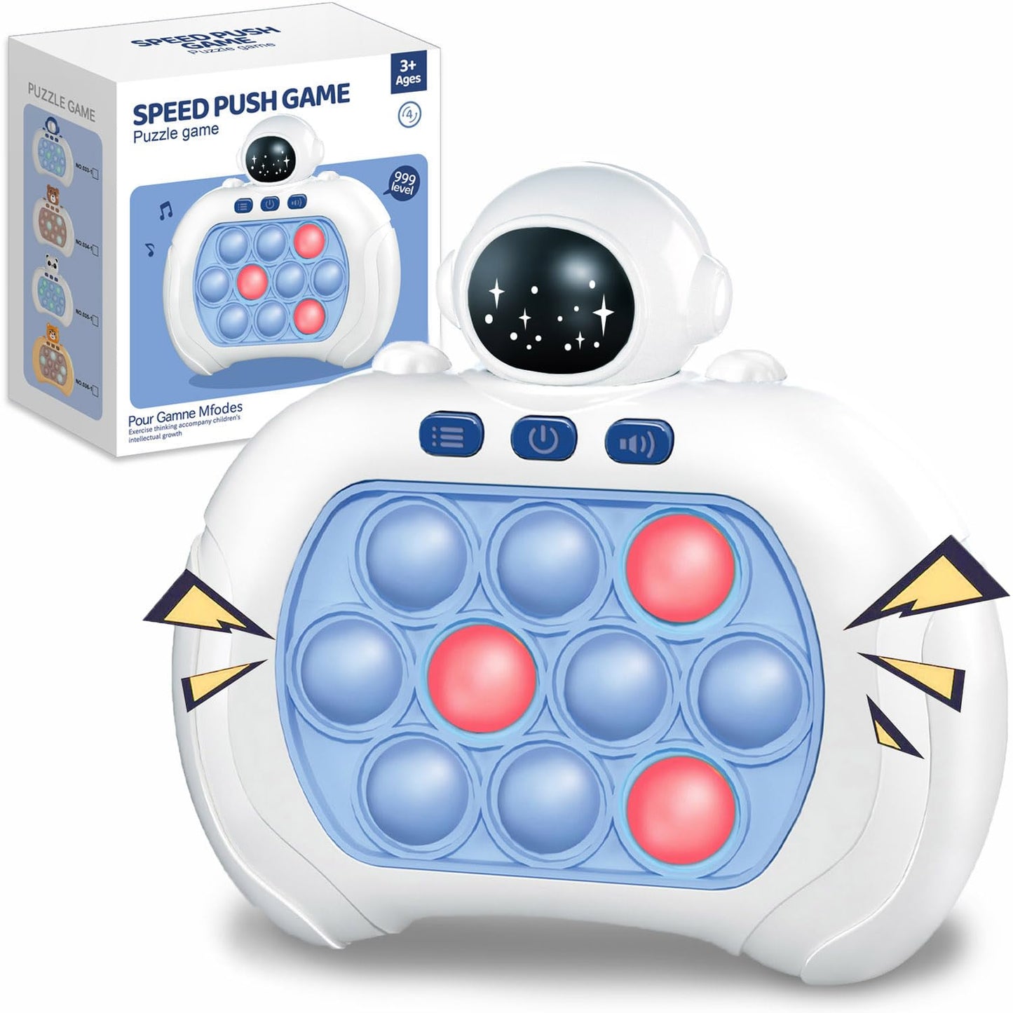 Handheld Game for Kids, Fast Push Game Fidget Toys Pop Game Bubble Game Console, Puzzle Game Machine, Light up Pop Game Kids Toys for Ages 3-12, Birthday Gift for Boys Girls