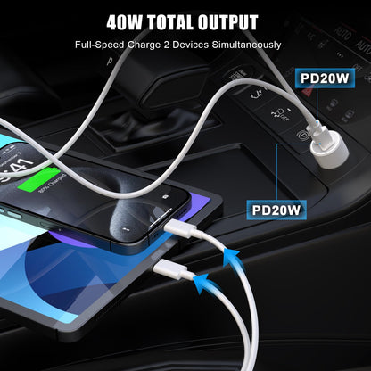 USB C Car Charger 40W Dual 2 Pack