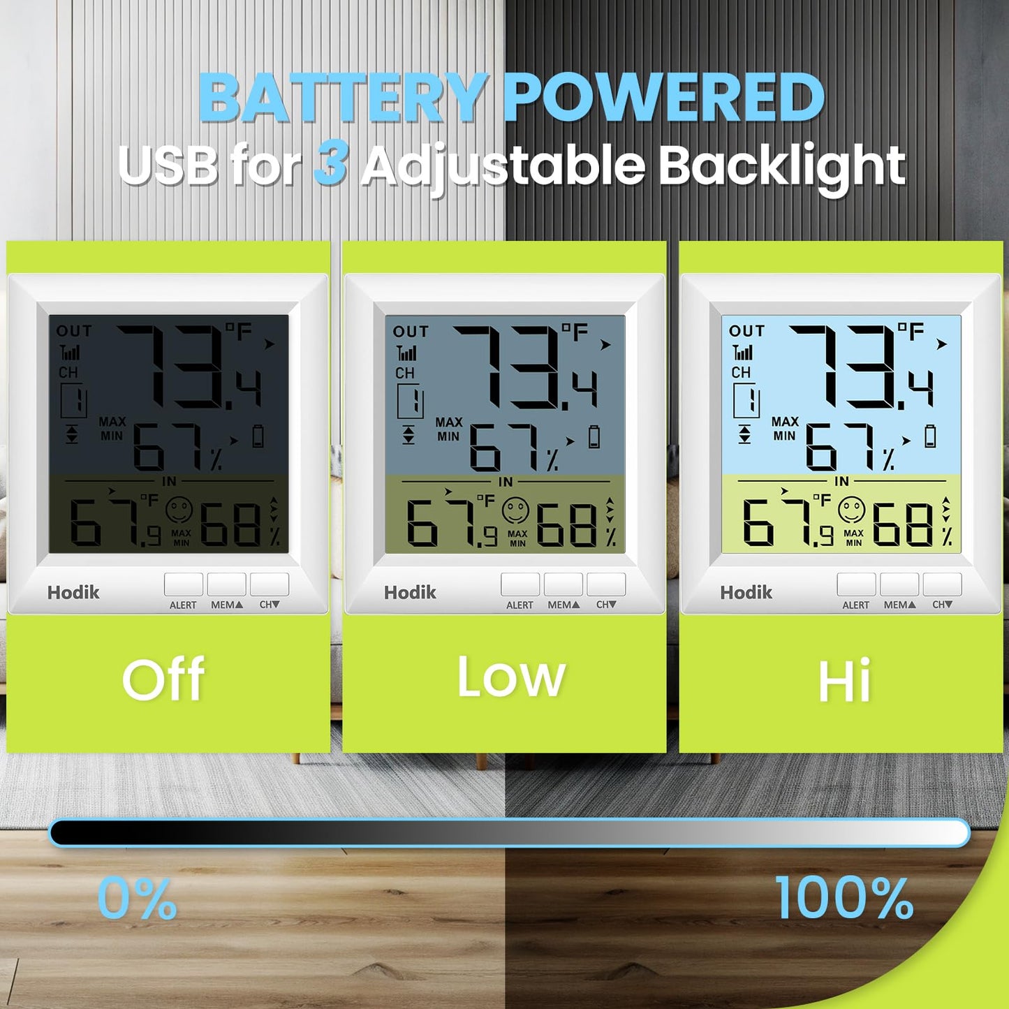 Wireless Freezer Thermometer with Alarm and Backlight