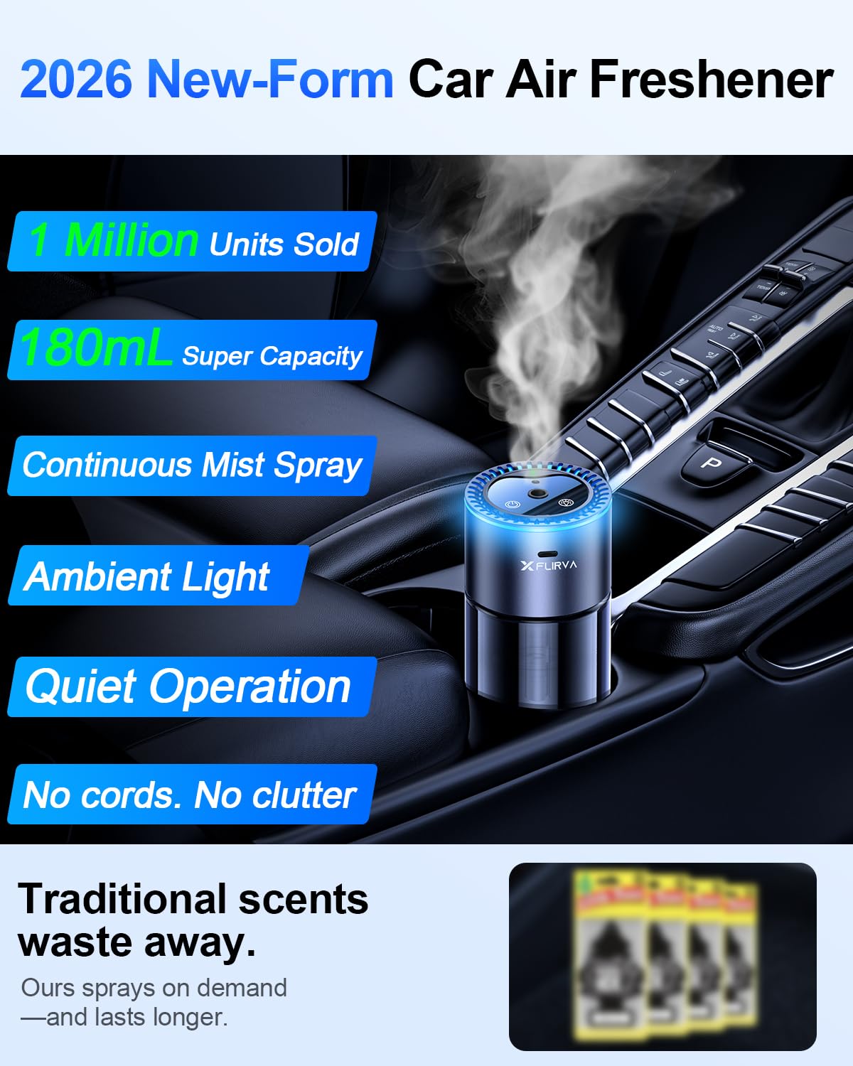 240 Days Flirva Car Air Freshener with Adjustable Intensity