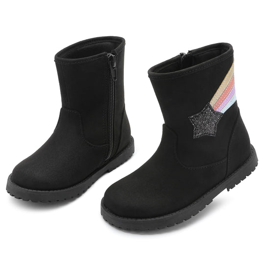 CCVON Toddler Non-Slip Dress Boots, Black