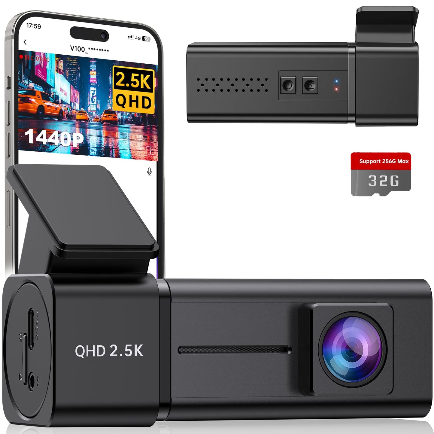 2.5K WiFi Dash Cam with Night Vision
