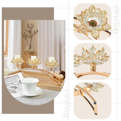 Flower Crystal 3-Arm Candelabra Candle Holder