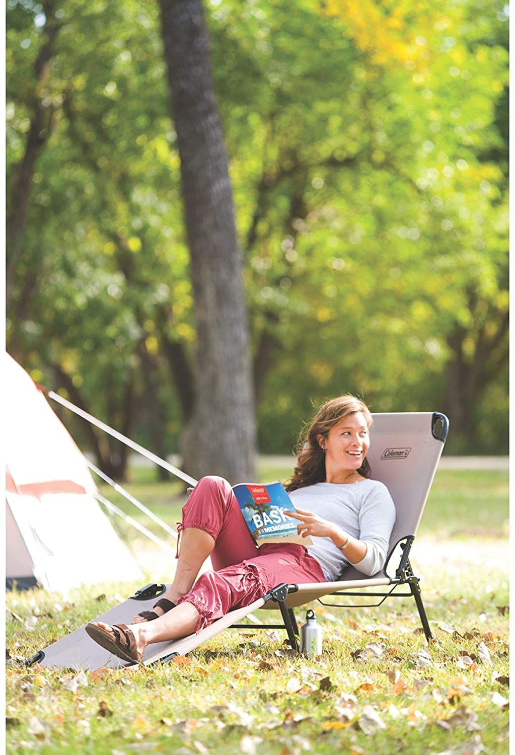 Coleman Converta Outdoor Folding Cot, Strong Steel Frame Supports Campers up to 6ft 2in or 225lbs, 4 Back & 2 Foot Positions Folds Compactly to Fit in Trunk