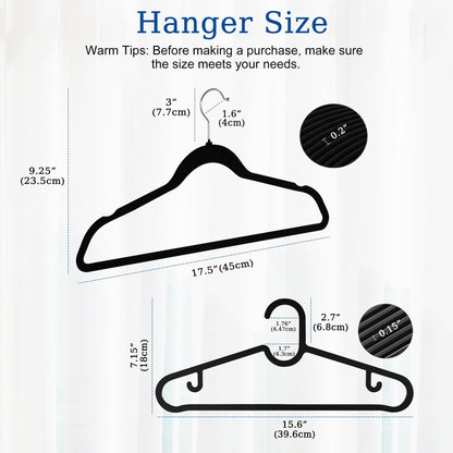 GETORO Velvet Hangers 30 Pack with 10 Plastic Hangers, Non Slip Clothes Hangers, Slim Felt Hangers, Black Velvet Hanger for Closet, 30 Black/10 Black