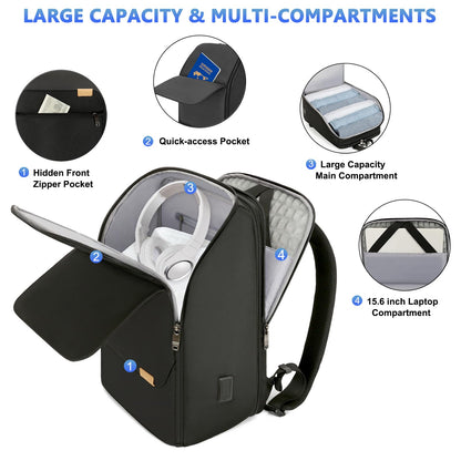 G-FAVOR Business Backpack for Men, Laptop Backpack with USB Charging Port for 15.6 inch Laptop, Water-resistant Expandable Travel Backpack