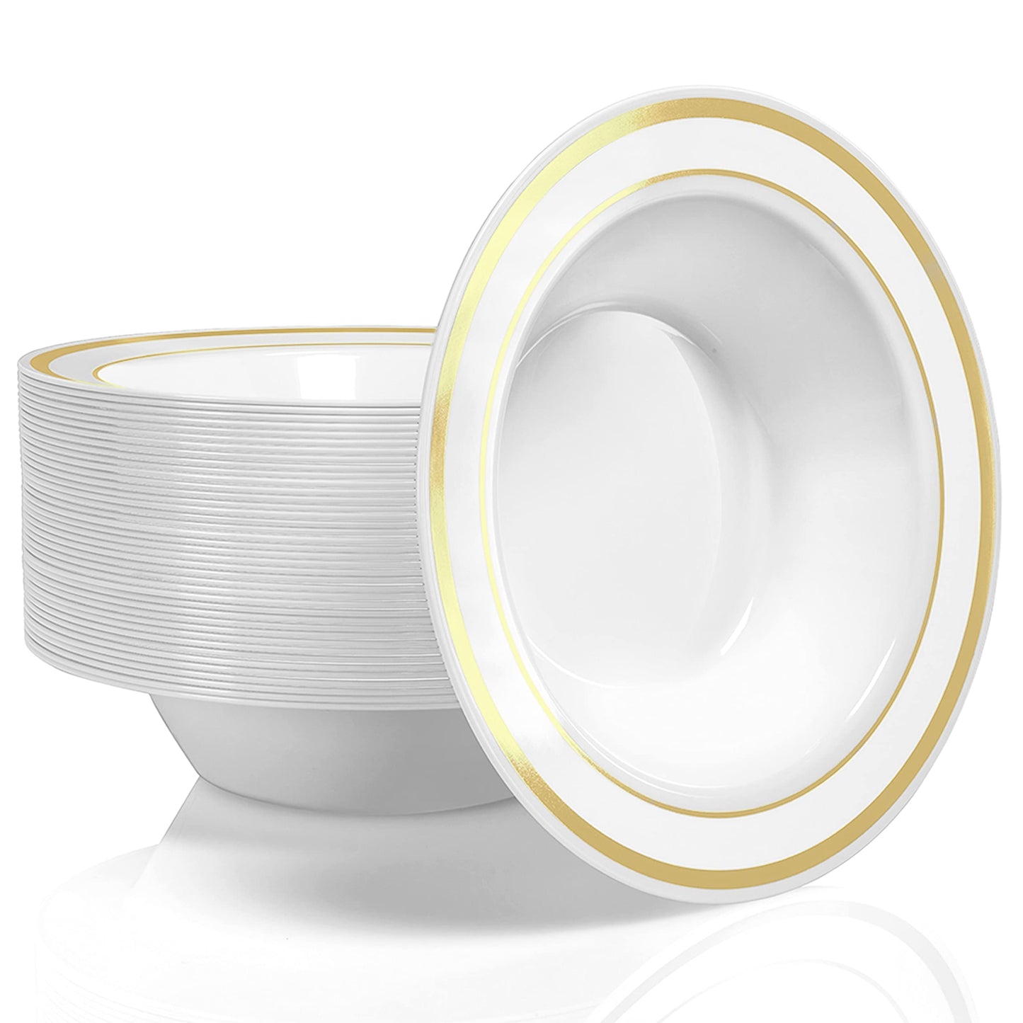 Elegant 12 Oz Gold Disposable Party Bowls - 50 Pack