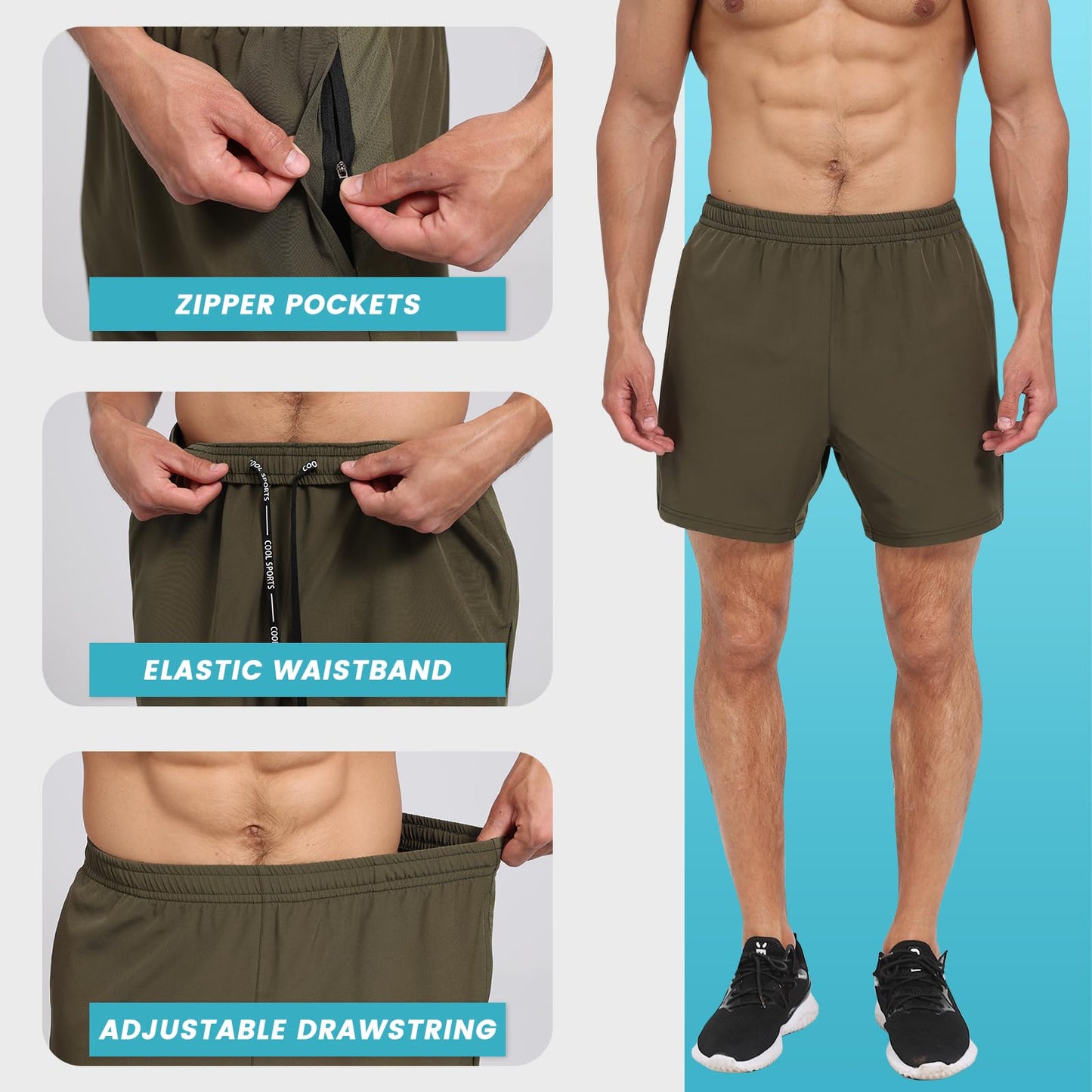 2-Pack Men's Quick Dry Gym Shorts