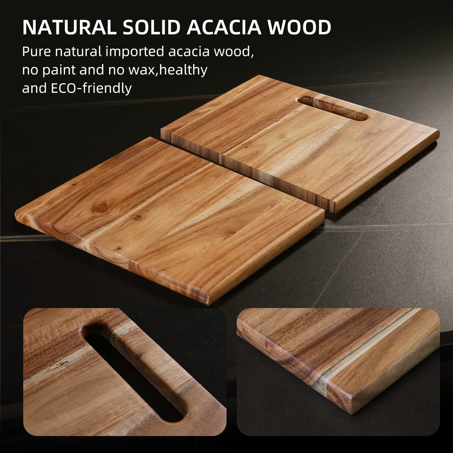 Acacia Wood Cutting Board with Handle 15" x 9.5"