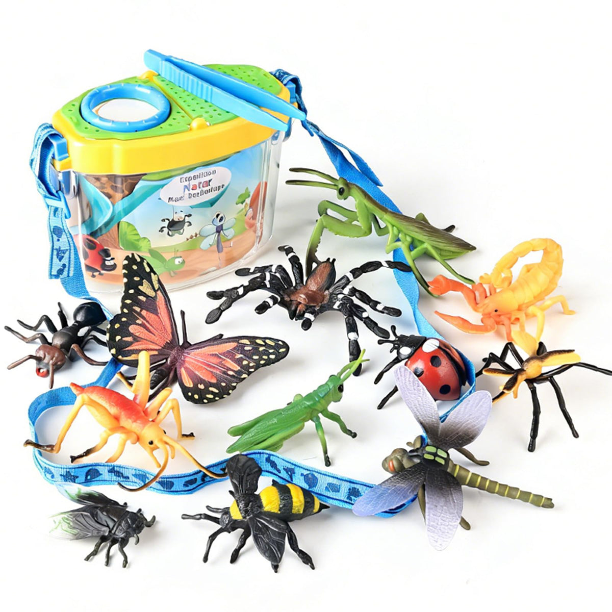 12 Pack Plastic Insect Figures with Storage Box