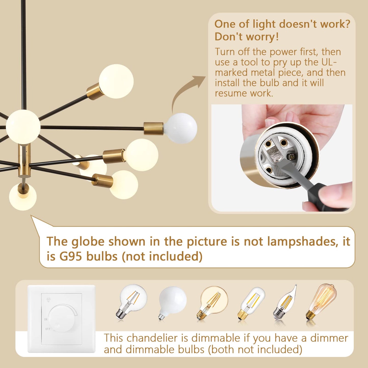RUIYEY 12-Light Modern Sputnik Chandelier