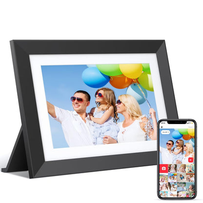 Benibela 10.1" WiFi Digital Picture Frame, 32G Smart Electronic Photo Frame, 1280x800 IPS HD Touch Screen, Auto-Rotate, Easy Setup to Share Photos or Videos Remotely (Black and White) (10.1)