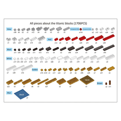 Titanic 3D Model Building Blocks Set, 1860 pcs