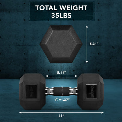 Yes4All 35lbs Hex Dumbbell with Rubber Grip