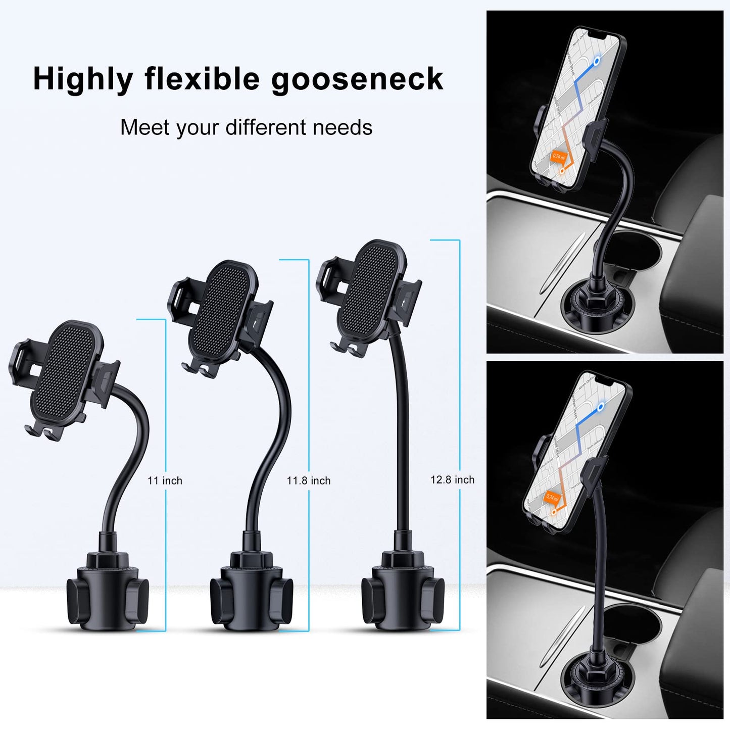 Lopnord Car Phone Holder Mount Cup Holder, Phone Mount for Car Compatible with iPhone 14 13 Pro Max/Samsung Galaxy S23 S22 Ultra/S21/S20, Cell Phone Holder Car Flexible Gooseneck Phone Holder for Car